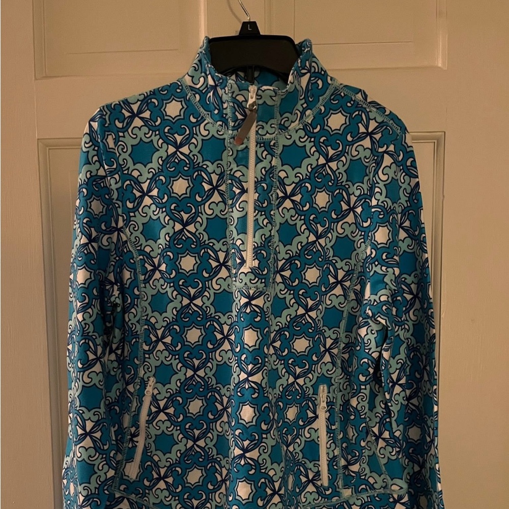 Talbots Blue and White Patterned top